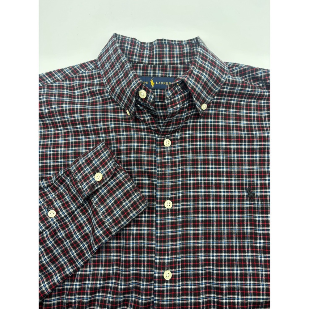 Ralph Lauren Button Down Shirt Men's L Multicolor Plaid Long‎ Sleeve Pony Logo